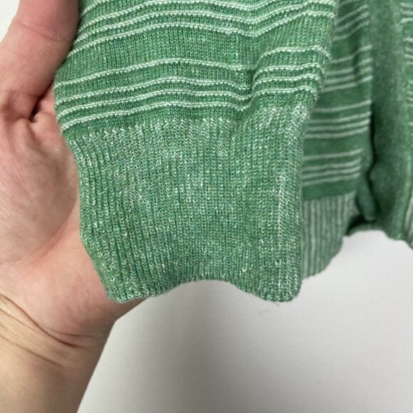 Soft Surroundings Textured Green White Long Sleeve Sweater Top Size Medium - Picture 4 of 6